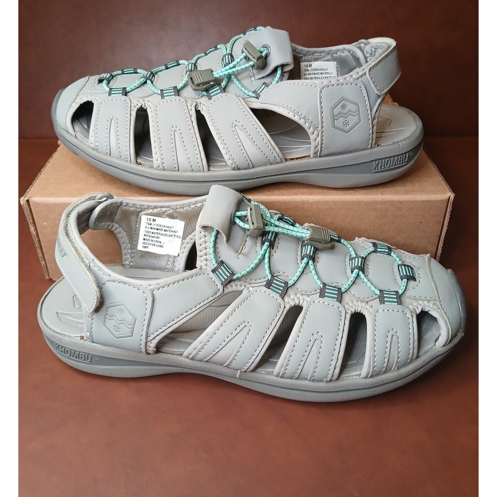 Khombu Womens 10M Ashley Gray Comfort Closed toe Ankle Strap Water Sandals #1195